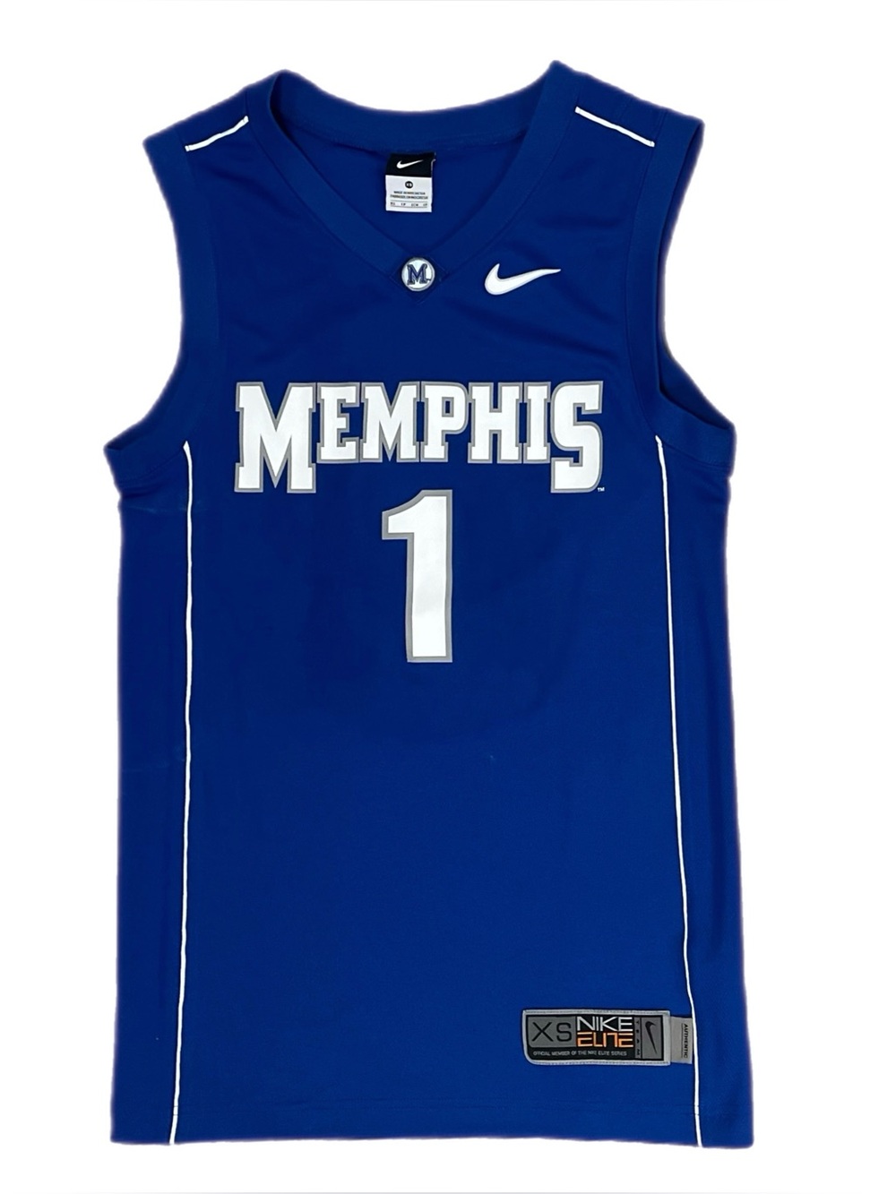 Used Nike Team Elite Series Memphis Tigers Basketball Jersey #1 Blue Size XS